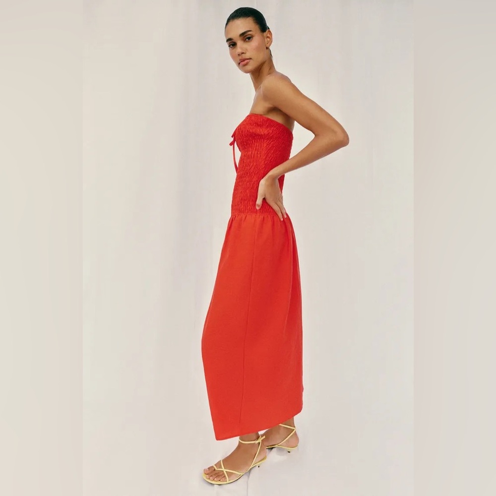 ZARA SMOCKED MIDI DRESS - Picture 12 of 16